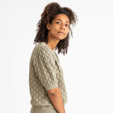 Womens Cotton Knit Blouse - Khaki