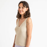 Womens Cotton Knit Top - Oyster