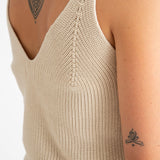 Womens Cotton Knit Top - Oyster