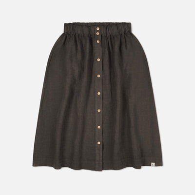 Womens Linen Midi Skirt - Black