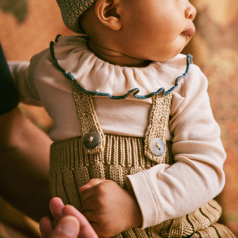 Baby Merino Wool Rib Longies - Alabaster