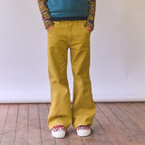 Cotton Slim Flared Jeans - Ochre Denim