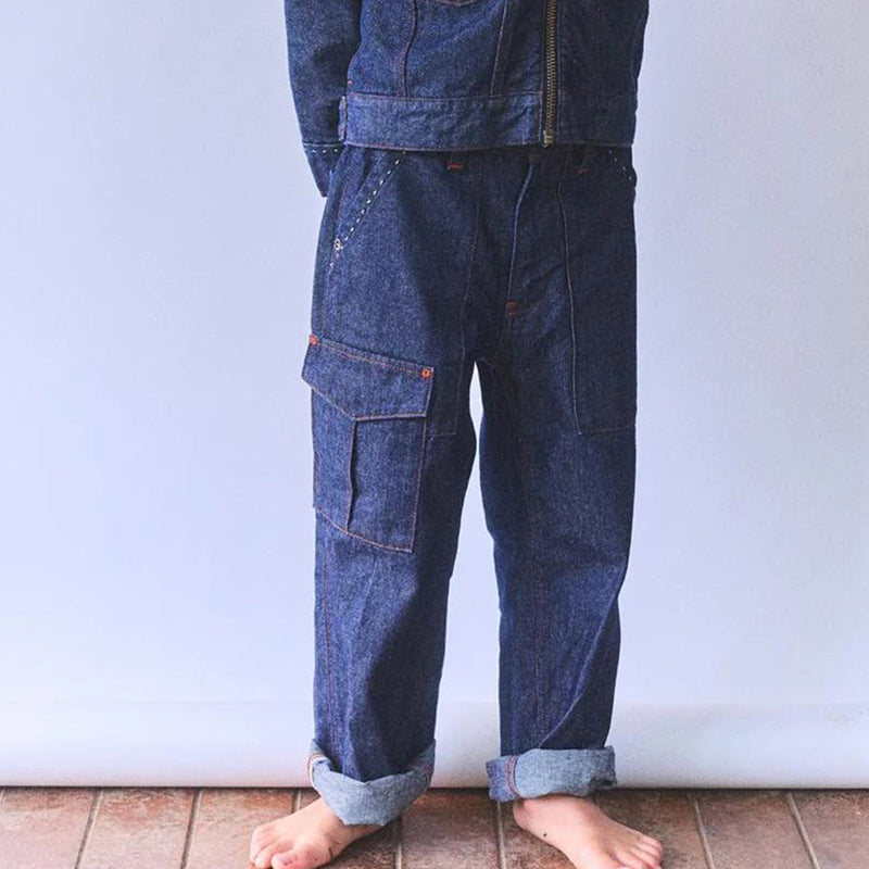 Cotton Utility Jeans - Indigo Denim