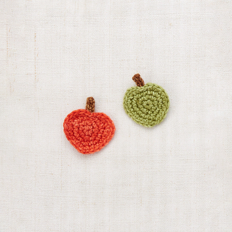 Hand Crochet Merino Wool Apple Clip Set - Red Flame