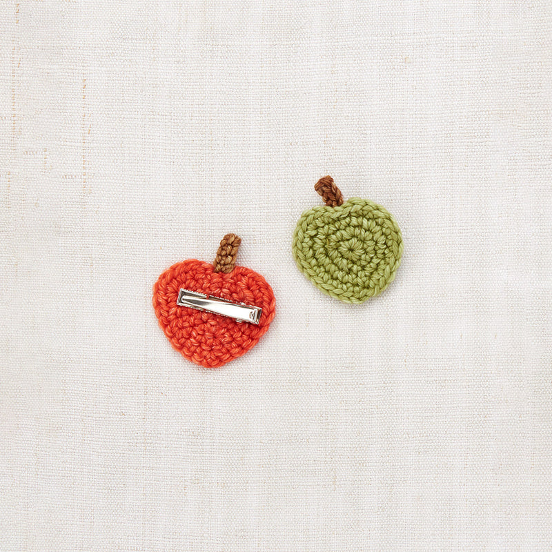 Hand Crochet Merino Wool Apple Clip Set - Red Flame