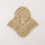 Hand Crochet Merino Wool Lattice Hooded Capelet - Alabaster