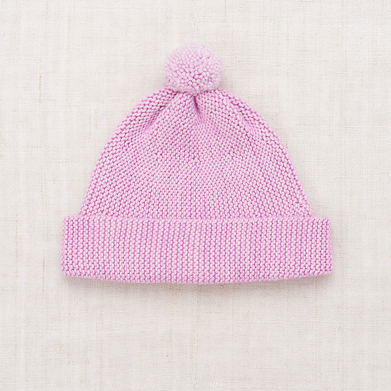 Merino Wool Garter Hat - Pink Lilac