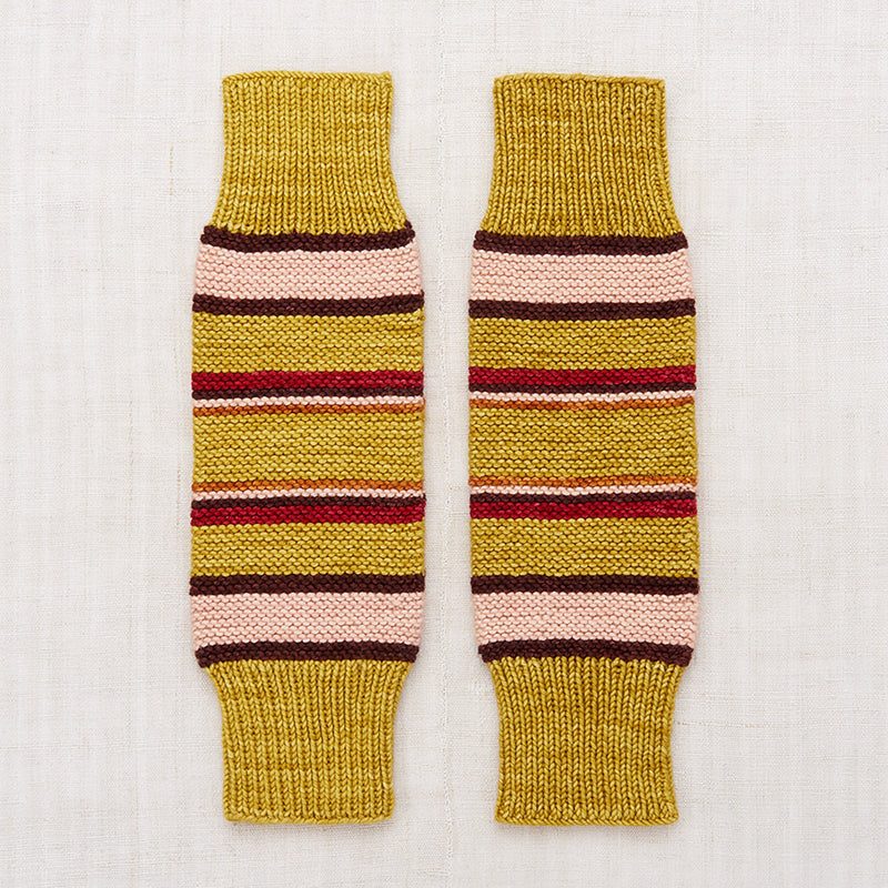 Hand Knit Merino Wool Log Cabin Leg Warmer - Citron