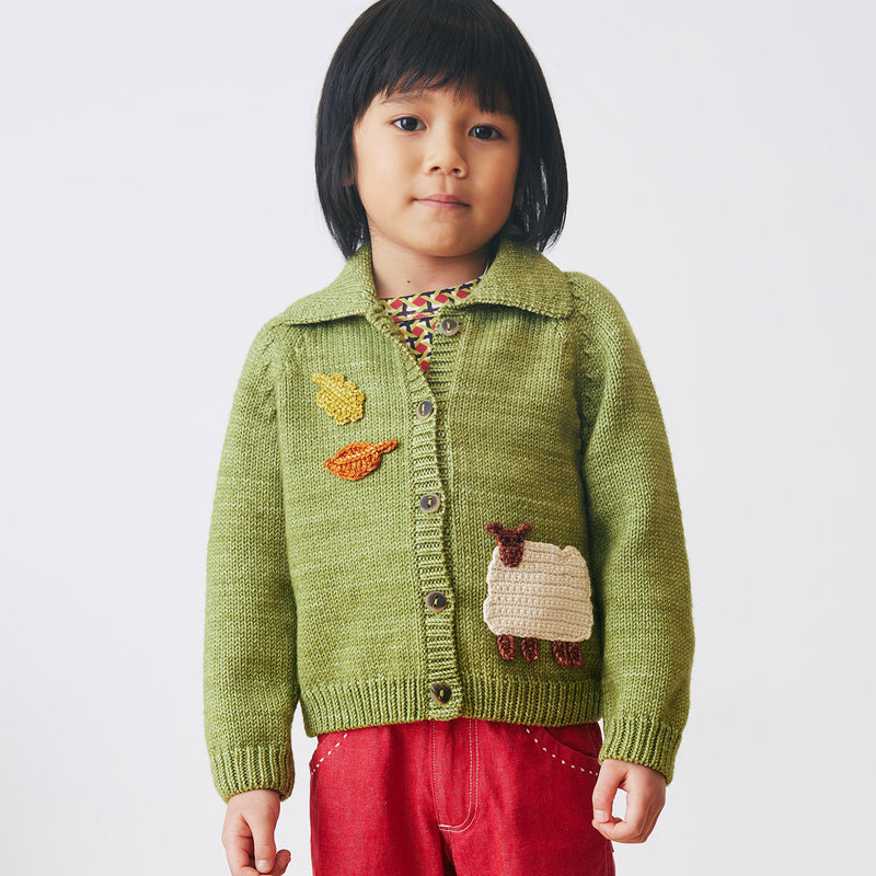 Merino Wool Meadow Motley Cardigan - Sprig