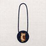 Hand Crochet Merino Wool Meadow Owl Circle Bag - Ink