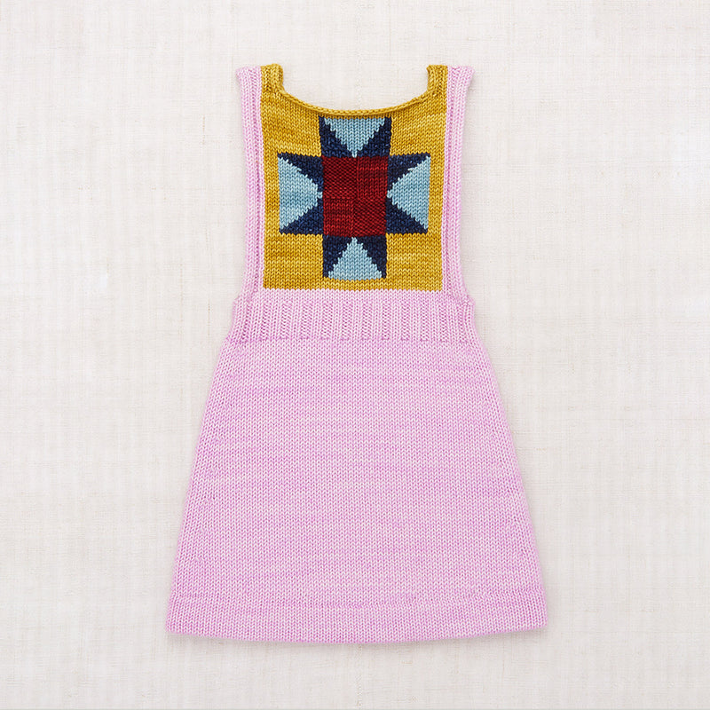 Hand Knit Merino Wool Nova Quilt Pinafore - Pink Lilac