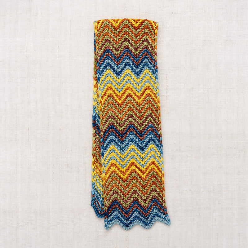 Hand Knit Merino Wool Parlor Chevron Scarf - Mango