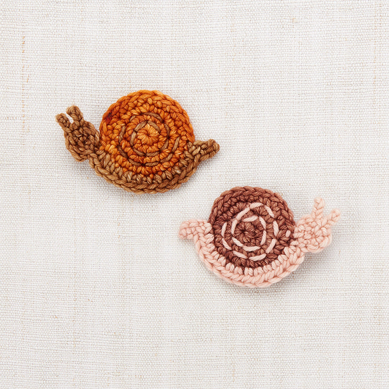 Hand Crochet Merino Wool Snail Clip Set - Fox