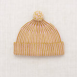 Hand Knit Merino Wool Strata Garter Hat - Citron