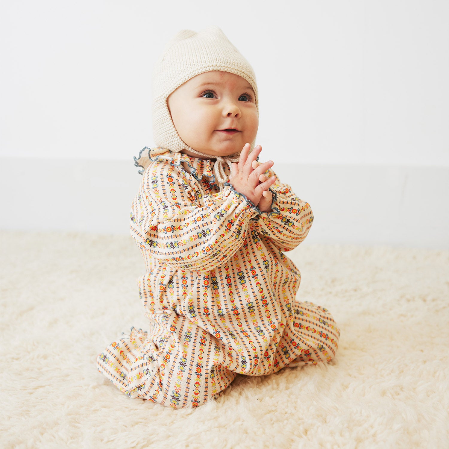 Baby Pima Cotton Pierrot Onesie - String Bohemia – MamaOwl