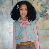 Handknit Merino Wool Zig Zag Vest - Sage