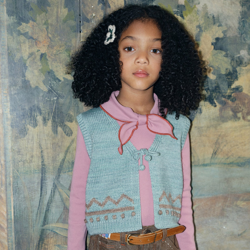 Handknit Merino Wool Zig Zag Vest - Sage