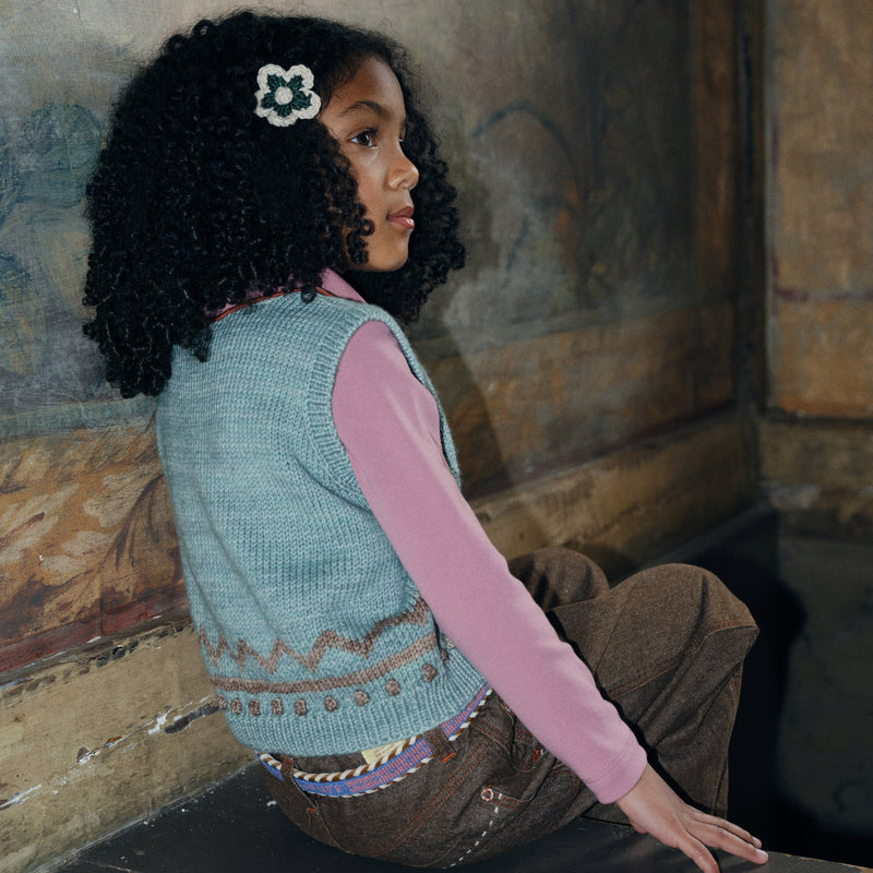 Handknit Merino Wool Zig Zag Vest - Sage