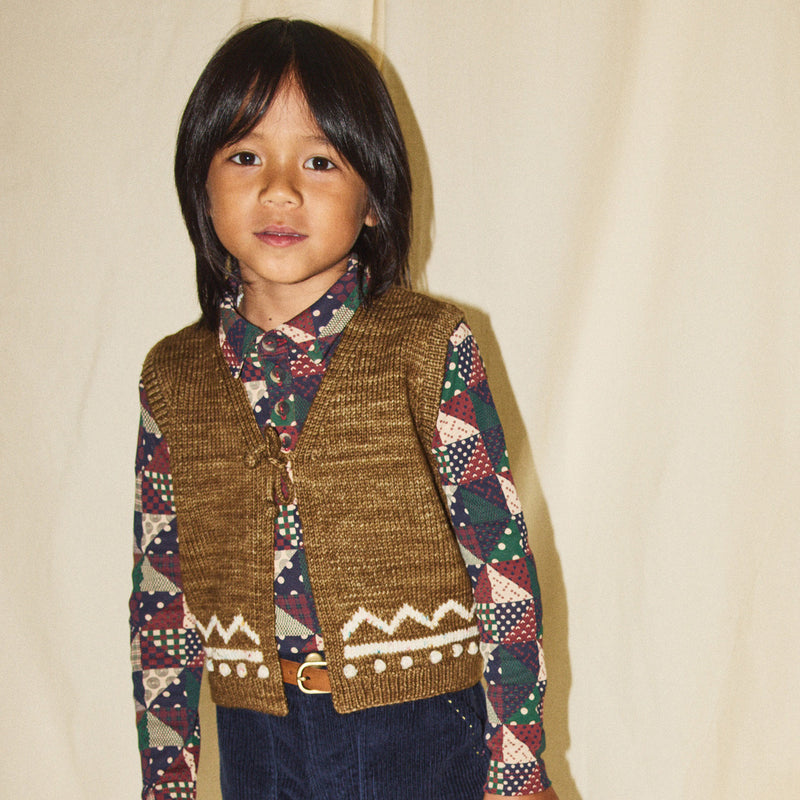 Handknit Merino Wool Zig Zag Vest - Nutshell