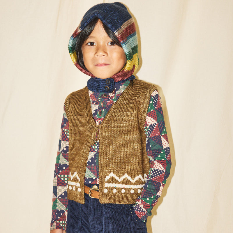 Handknit Merino Wool Zig Zag Vest - Nutshell