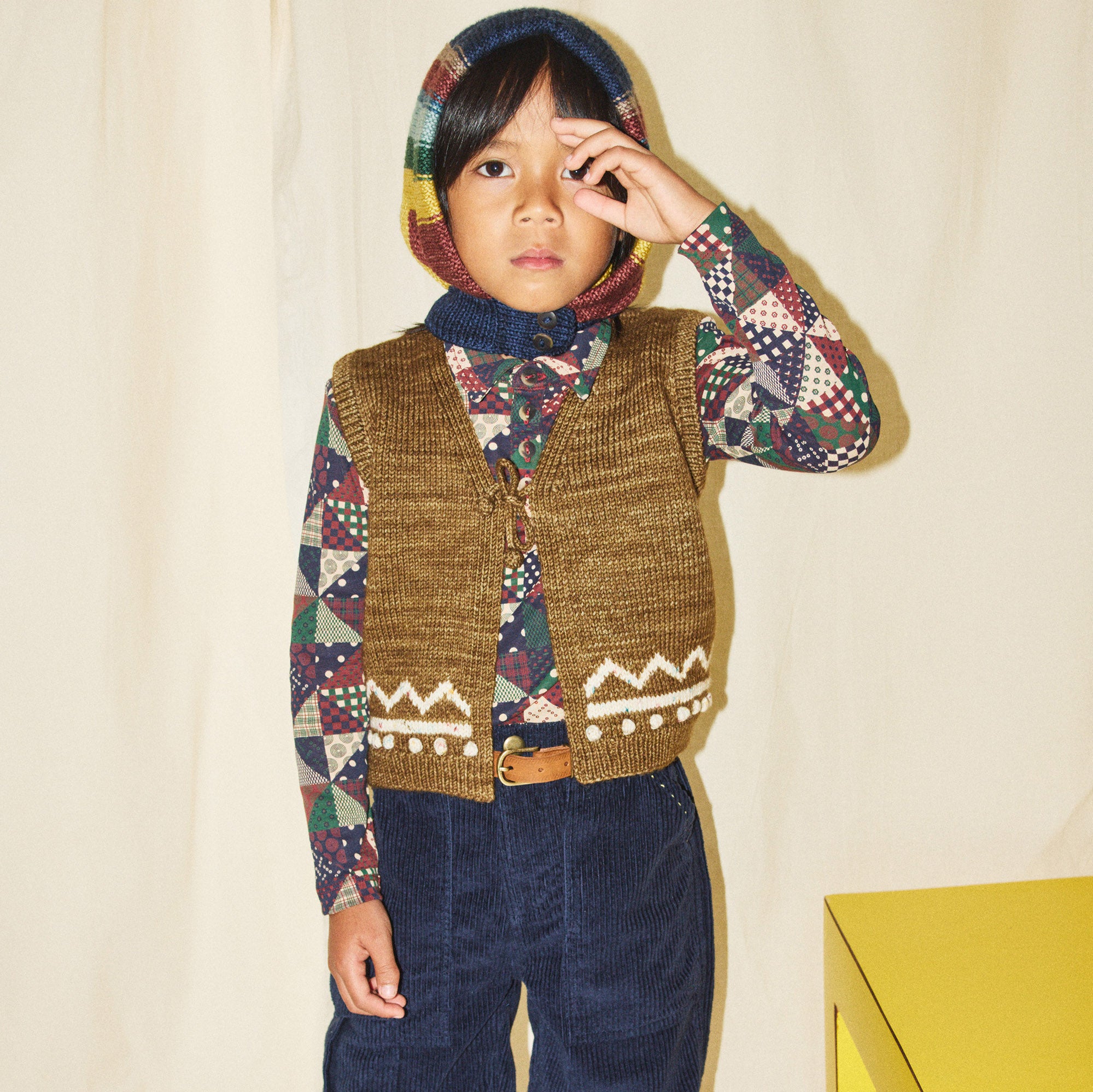 Hand Knit Merino Wool Zig Zag Vest in brown in sizes 2y-10y. – MamaOwl