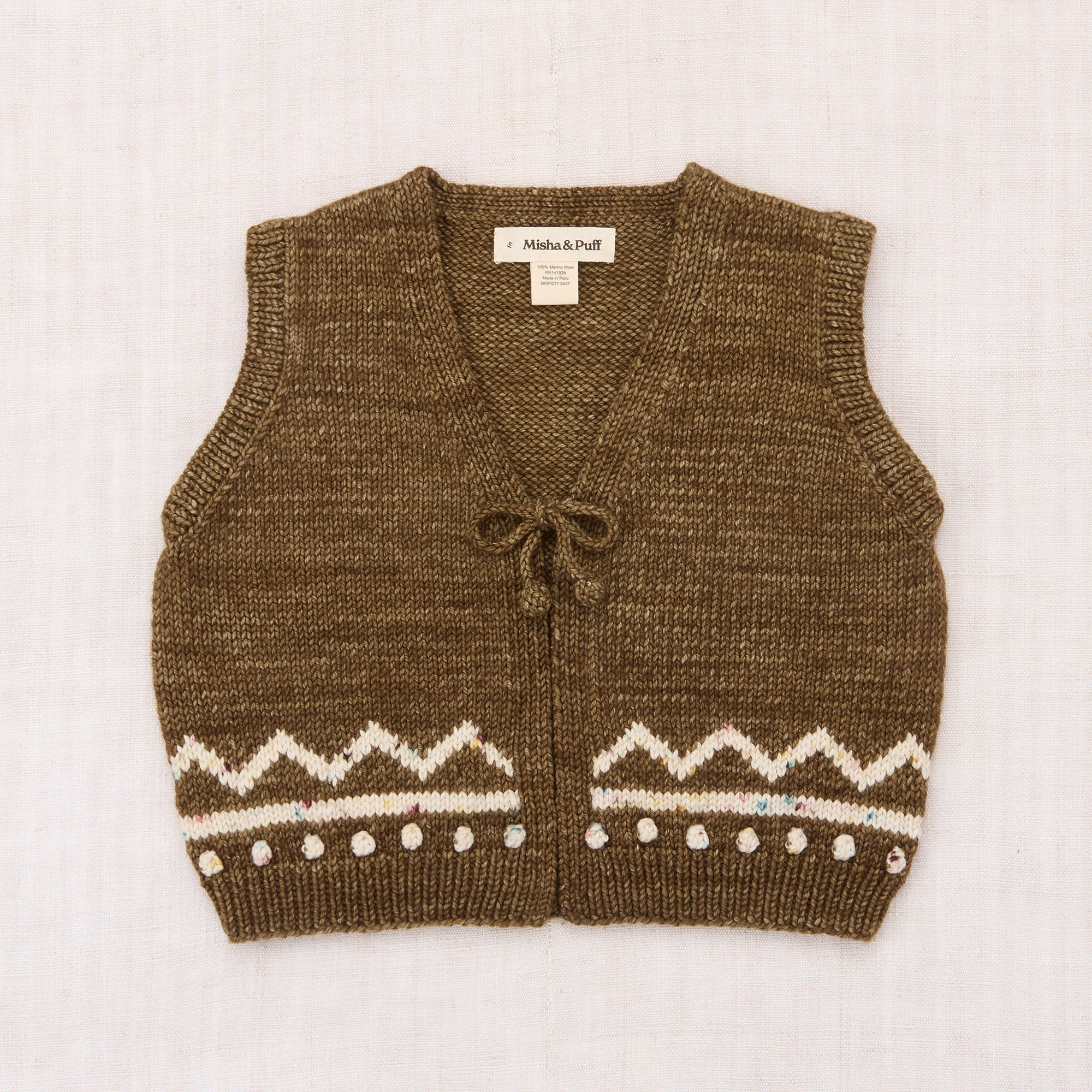 Hand Knit Merino Wool Zig Zag Vest in brown in sizes 2y-10y. – MamaOwl