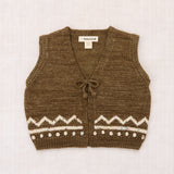 Handknit Merino Wool Zig Zag Vest - Nutshell