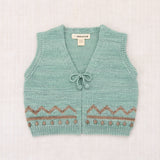 Handknit Merino Wool Zig Zag Vest - Sage