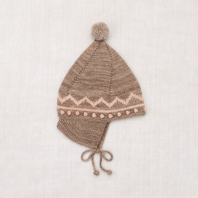 Baby & Kids Hand Knit Merino Wool Zig Zag Pointy Peak Hat - Brut/Faded Rose