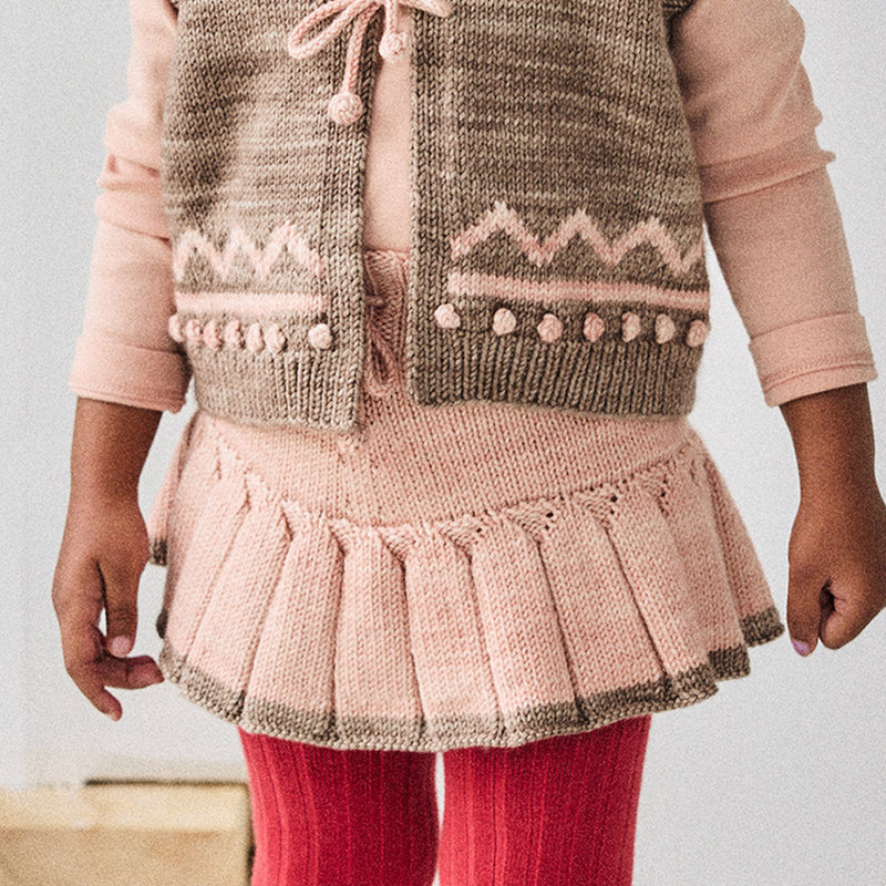 Baby & Kids Hand Knit Merino Wool Skating Pond Skirt - Faded Rose /Brut