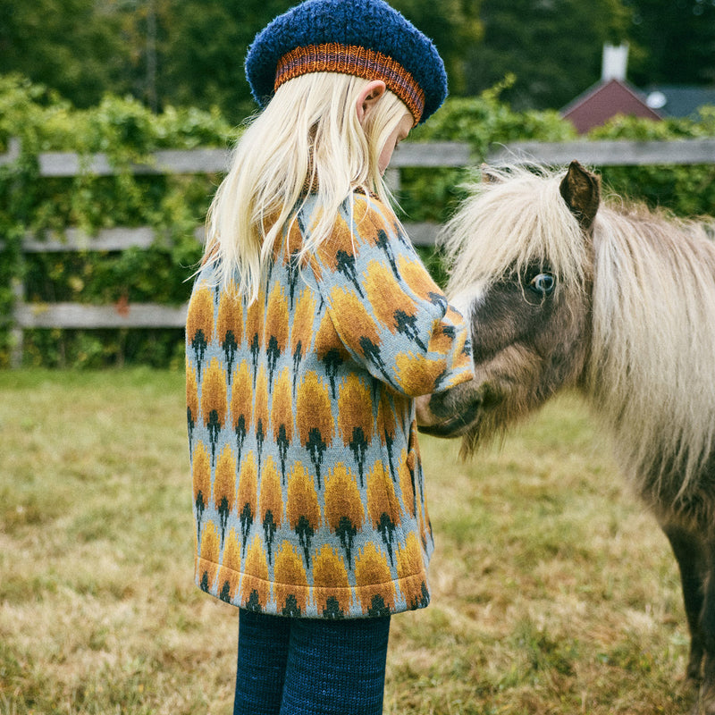 Boiled Alpaca/Merino Wool Coat - Yonder Feather Jacquard