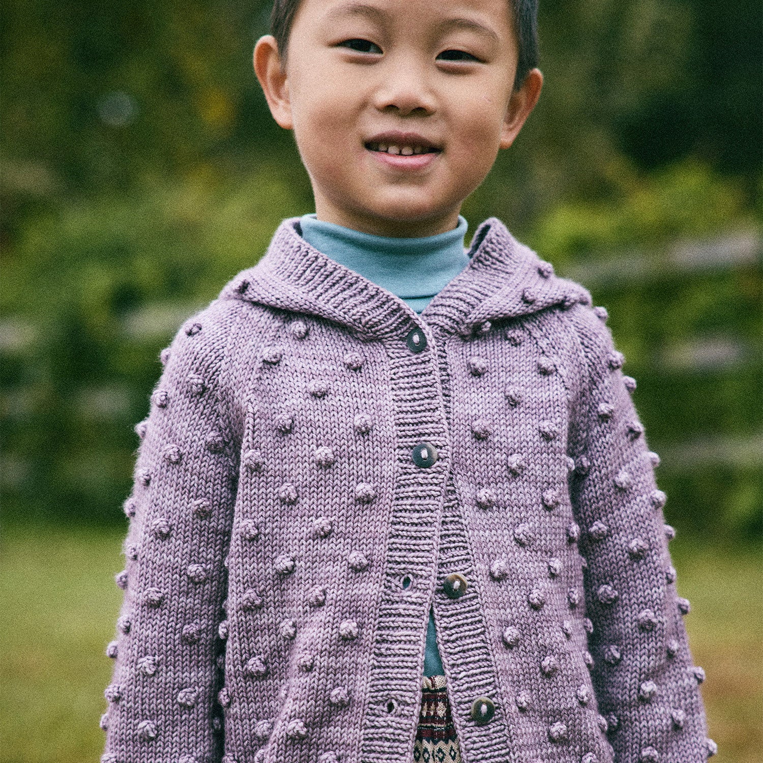 Hand Knit Merino Wool Hooded Popcorn Cardigan - Periwinkle – MamaOwl