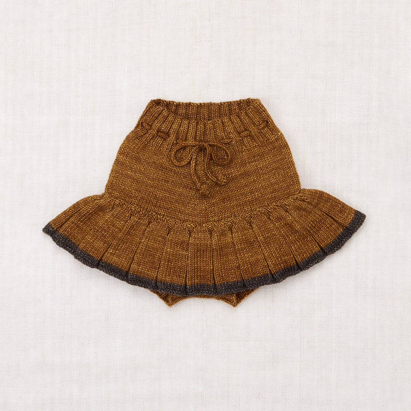 Hand Knit Merino Wool Skating Pond Skirt - Nutmeg/Bark