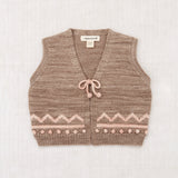 Hand Knit Merino Wool Zig-Zag Vest - Brut/Faded Rose