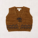 Hand Knit Merino Wool Zig-Zag Vest - Nutmeg/Bark