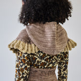 Hand Knit Merino Wool Ruffle Capelet  - Brut/Alabaster