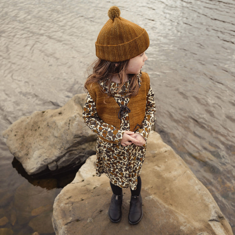 Hand Knit Merino Wool Zig-Zag Vest - Nutmeg/Bark