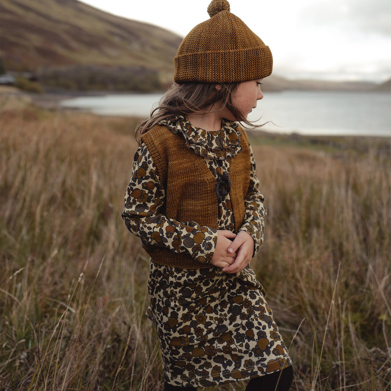 Hand Knit Merino Wool Zig-Zag Vest - Nutmeg/Bark