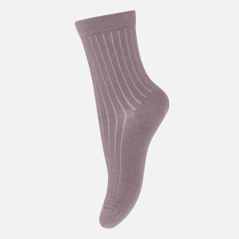 Adults Wool Rib Socks - Dark Purple Dove