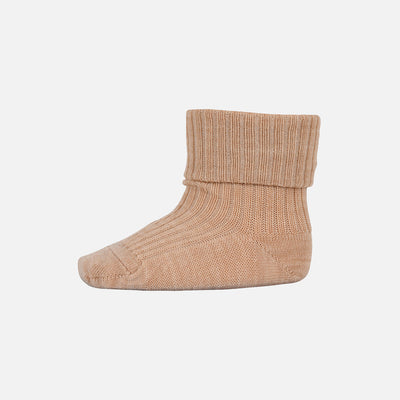 Baby & Kids Wool Rib Ankle Socks - Camel Melange