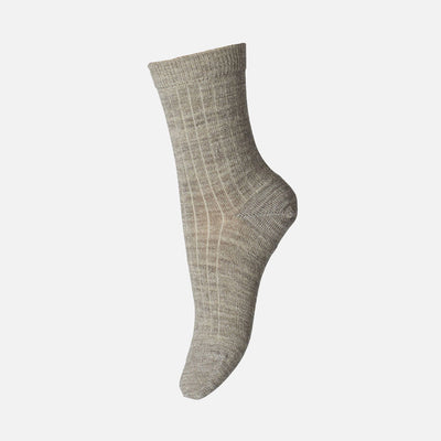 Baby & Kids Wool Rib Socks - Beige Grey