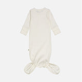 Baby Cotton Rib Knot Gown - Balsam Cream