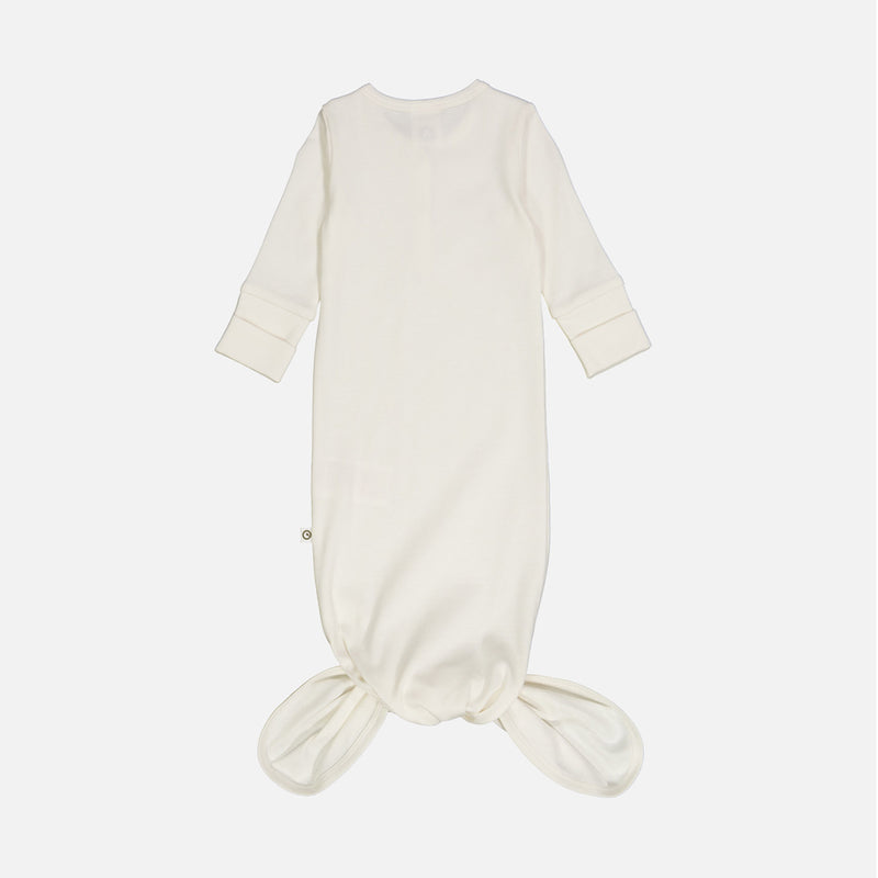 Baby Cotton Rib Knot Gown - Balsam Cream
