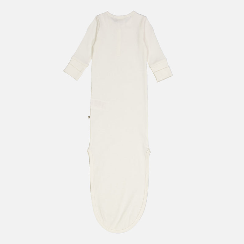 Baby Cotton Rib Knot Gown - Balsam Cream