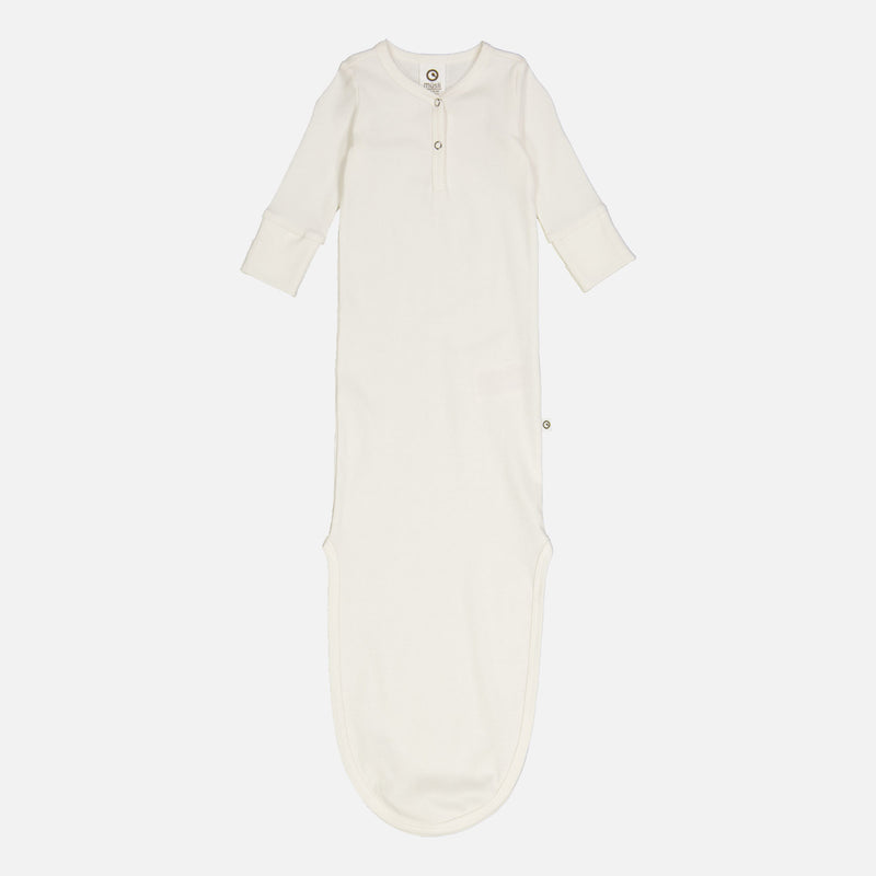 Baby Cotton Rib Knot Gown - Balsam Cream