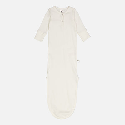 Baby Cotton Rib Knot Gown - Balsam Cream