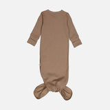 Baby Cotton Rib Knot Gown - Walnut