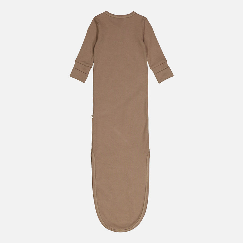 Baby Cotton Rib Knot Gown - Walnut