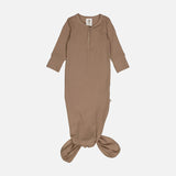 Baby Cotton Rib Knot Gown - Walnut