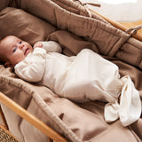 Baby Cotton Rib Knot Gown - Balsam Cream